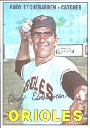 1967 Topps Baseball Cards      457     Andy Etchebarren